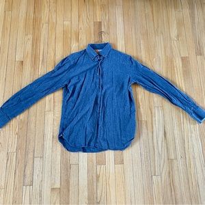 A fish named Fred button up shirt Large elbow patch